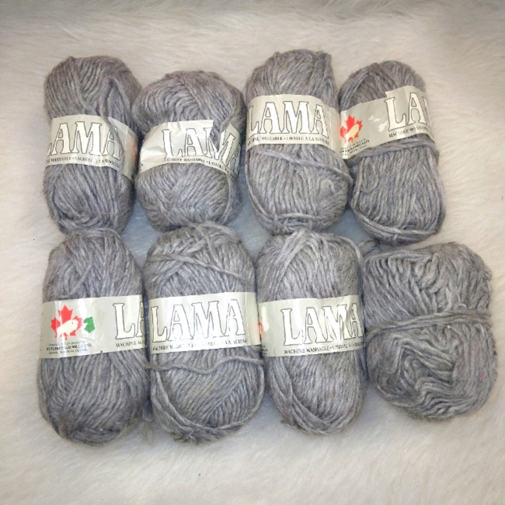 YARN White Buffalo Mills Lama 25% wool yarn, 8 skeins, 1.4 oz each